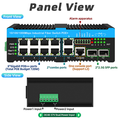 16 Port Yönetilen Endüstriyel Ethernet Değiştiricisi 8RJ45+8SFP POE Değiştiricisi 4*RS485+2*CAN BUS ile