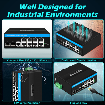 8 Port Gigabit Yönetilen Poe Değiştiricisi 2SFP+8 RJ45 ile Endüstriyel Ethernet Değiştiricisi