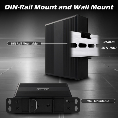 Gigabit optik fiber dönüştürücü Din Network Switch DC12-52V Çift güç girişi