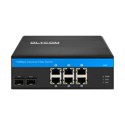8 Port Hızlı Ethernet Endüstriyel Ağ Değiştiricisi Yönetilmemiş SFP Fiber Din Rail CE Montajlı