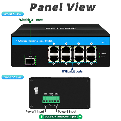 8 Port Gigabit Değiştirici Endüstriyel Ethernet Değiştirici IP40 OEM Fabrikası