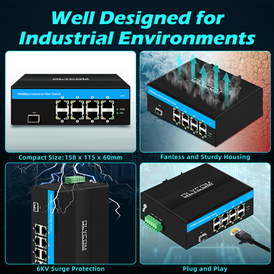 8 Port Gigabit Değiştirici Endüstriyel Ethernet Değiştirici IP40 OEM Fabrikası