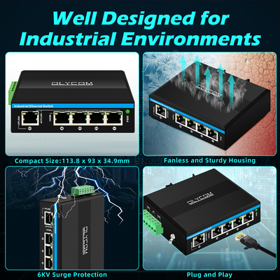 5 Port Gigabit Değiştirici E-Mard Sertifikalı Endüstriyel Ethernet Değiştirici