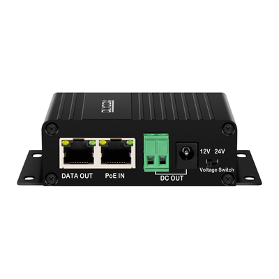 Güvenlik kameraları, kablosuz AP, erişim kontrol sistemleri için anahtarlanabilir DC12V/24V çıkışı olan Gigabit 30W PoE Splitter.