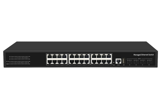 Fabrika fiyatı 10G anahtar 24 Port Ethernet Fiber Switch Masaüstü L3 Yönetilen Ağ Değiştiricisi AC100-240V 1U Rack