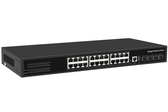 Fabrika fiyatı 10G anahtar 24 Port Ethernet Fiber Switch Masaüstü L3 Yönetilen Ağ Değiştiricisi AC100-240V 1U Rack