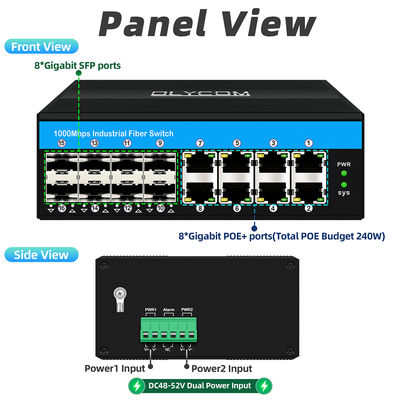 Yönetilmeyen Poe Switch gigabit 16 portlu switch PoE af/at/bt 240w bütçe dış mekan kullanımı için