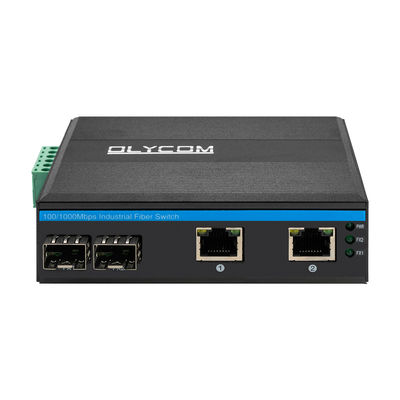 2 SFP + 2 RJ45 bağlantısı olan endüstriyel POE anahtarı 6KV artış koruması ve dış mekan kullanımı için DC48V güç girişi
