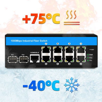 Sağlam Yönetilen Ethernet Anahtarı Vitesse yonga seti 2 SFP 8 SNMP yönetimine sahip RJ45 endüstriyel ethernet anahtarı