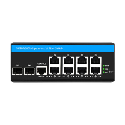 Endüstriyel Yönetilen Ethernet Değiştiricisi 10 Port Gigabit Ağı DC12V DC24V IP40 Rated