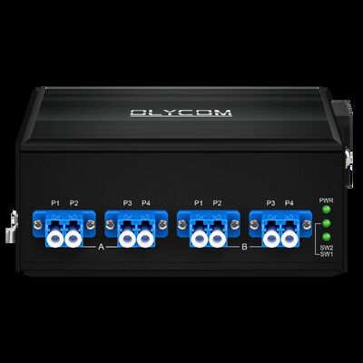 Yüksek güvenilirlik için AC/DC Çift Güç Girişi LC/SC Bağlantısı ve SM/MM Fiber Tipi ile Fiber Optical Bypass Switch