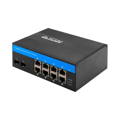 Endüstriyel Gigabit Fiber Switch 8 Port SFP Uplink 1G Ağ Downlink CE DIN Montajlı