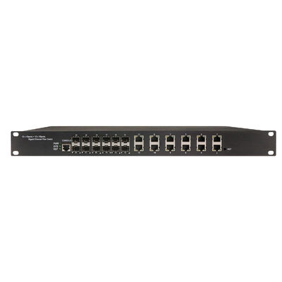 1U Rack Tipi 24 Port Yönetilebilir Switch, 12RJ45+12SFP Port, IP30 Güvenlik Sınıfı ve IEEE802.3az EEE Endüstriyel Ethernet Switch