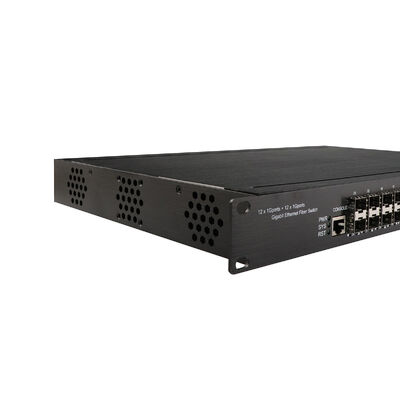 24 Port Yönetilebilir Ethernet Anahtar Endüstriyel Gigabit Fiber Çift 220V Giriş 1U Rack CE
