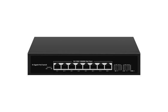 8 Port Gigabit PoE Switch SFP Uplink AC Güçlü Yönetilmeyen 120W Bütçe Fansız