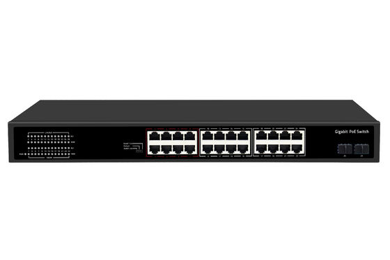 24 Port Gigabit PoE Anahtarı 1U Tip Yönetilmeyen 1G Ethernet 300W Bütçe Fansız