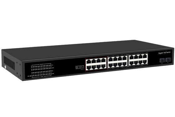 24 Port Gigabit PoE Anahtarı 1U Tip Yönetilmeyen 1G Ethernet 300W Bütçe Fansız