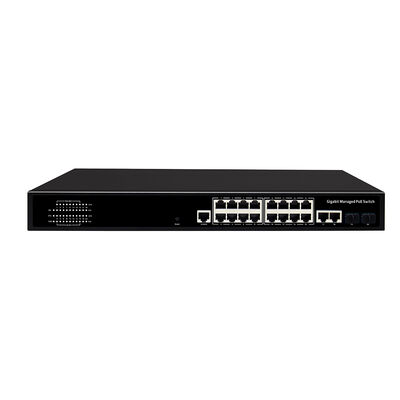 16 Port 1G Yönetilen PoE Değiştiricisi SFP/RJ45 Uplink 200W PoE Bütçe 1U Rack Tek AC Girişi
