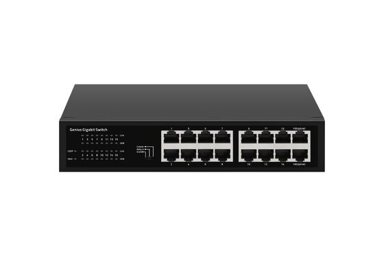Akıllı VLAN Fanless Tasarım Rack Montajlı 16 Portlu Gigabit Yönetilmeyen Ethernet Değiştiricisi