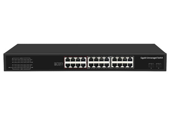 24 Port Gigabit Fiber Network Switch Yönetilmeyen Akıllı VLAN ve Genişletme Modu AC Güçlü