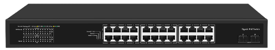 24 Port PoE Switch 2.5G Fiber Gigabit Ethernet 300W Bütçe 15.4W/30W Yönetilmemiş CE