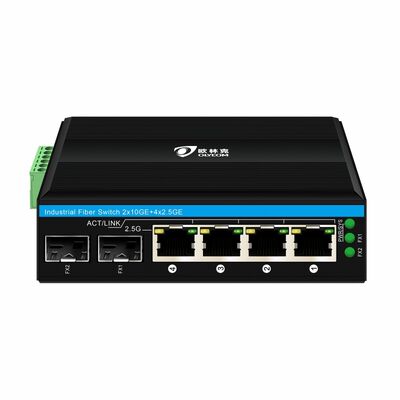 Endüstriyel 2.5G PoE Fiber Anahtar 4 Port PoE+ 2 SFP 10G Uplink DIN Raylı