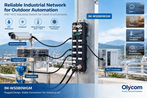 IP67 Su Geçirmez 8 Port Gigabit Yönetilebilir Endüstriyel Ethernet Anahtarı Dış Mekan Otomasyonu için M12 Ray Anahtarı