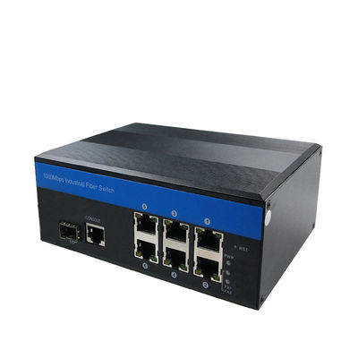 Bir SFP Fiber Altı RJ45 Bağlantı Noktası Endüstriyel Yönetimli Ethernet Anahtarı DIN Ray Montajı