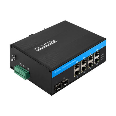 10 Port Gigabit Endüstriyel Ağ Değiştiricisi SFP Fiber Uplink Din Rail Yönetilmemiş