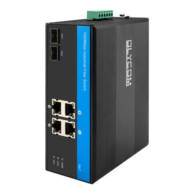 OEM Din Mount Ethernet Endüstriyel Ağ Anahtarı İki 1000M Fiber Bağlantı Noktası