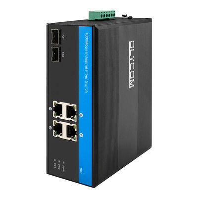OEM Din Mount Ethernet Endüstriyel Ağ Değiştiricisi İki 1000M Fiber Port Endüstriyel Fiber Değiştiricisi