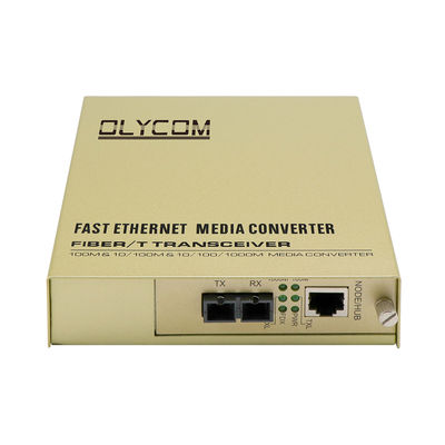 Gigabit Yönetilmeyen Medya Dönüştürücü AC Giriş 2 çekirdekli Tek Mod SC Port 100KM Max