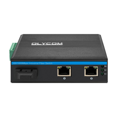 POE SC Bağlantısı 2 RJ45 Portlu Çift Lifi Endüstriyel Değiştirme Merkezi Ağ Değiştiricisi