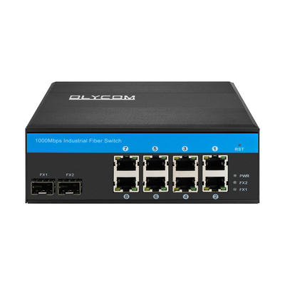 10 Port Gigabit Fiber Optic POE Değiştiricisi İki SFP yuvası ile Endüstriyel Poe Değiştiricisi