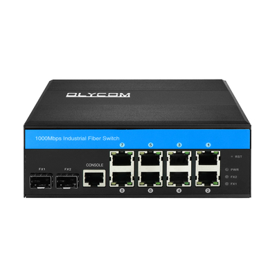8 Port PoE Yönetilen Değiştirici L2 Fiber Optic Yönetilebilir Gigabit Sağlam Ağ DIN Rail