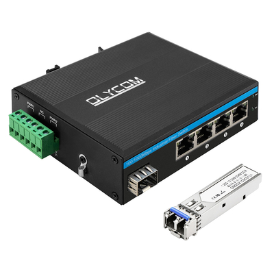 Mini 5 Port Gigabit Endüstriyel Fiber Switch SFP Uplink Yönetilmeyen Din Rail Tipi DC12V