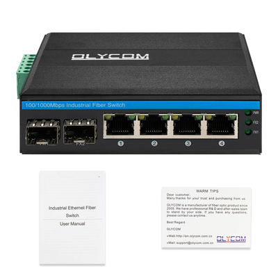 Endüstriyel Ağ Değiştirici 6 Port 100M/1000M Fiber Unmaaged Din Rail 12V 24V Giriş