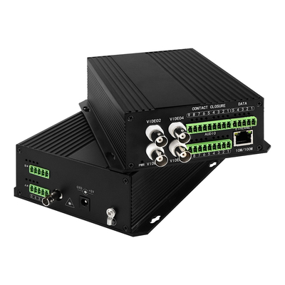 4 kanallı AV Dengeli Ses Ethernet Video Medya Dönüştürücü DC5V ST Fiber