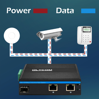 3 Bağlantı Noktalı Mini Din Raylı Ethernet Fiber Anahtarı 100/1000Mbps 60W POE Bütçe DC48V