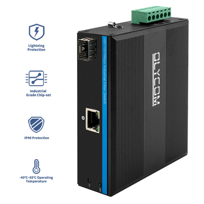 Endüstriyel Ethernet Medya Dönüştürücü Gigabit Din Rail Çift Güç Girişi Yönetilmemiş