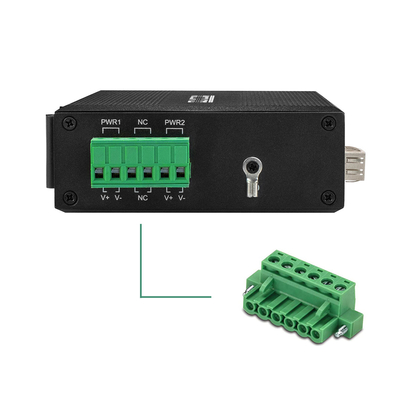 Çift Güç Girişi 2 Portlu Endüstriyel Ethernet Medya Dönüştürücü Gigabit Din Ray Montajı Mini Boyut